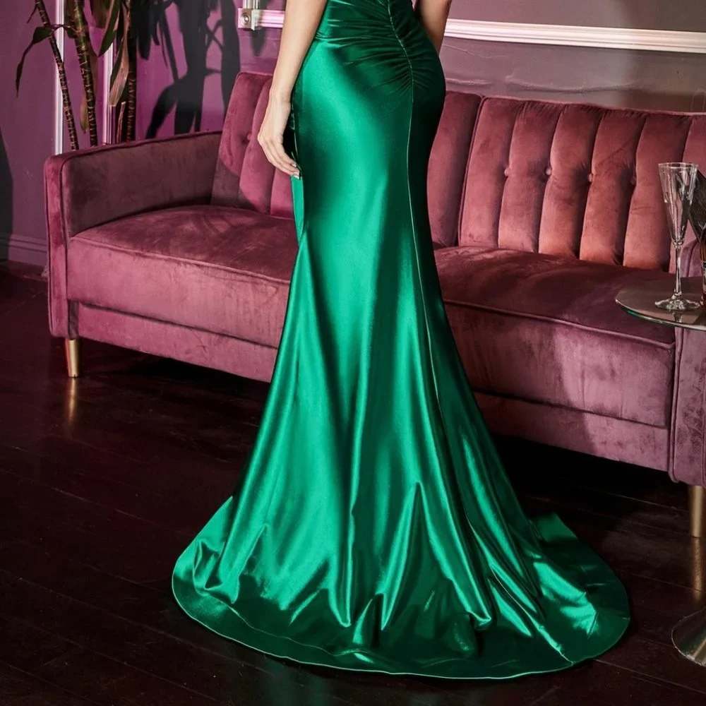 DUSTY BLUE  Fitted stretch gathered waistband SHEATH SATIN PARTY DRESS Cd236_5